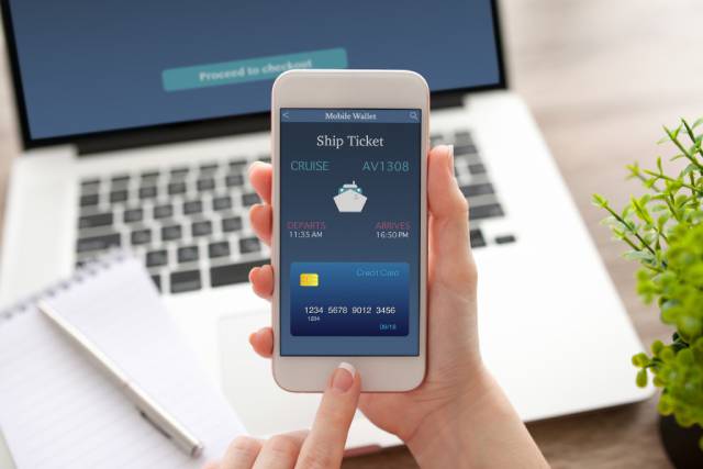phone displaying cruise ship ticket
