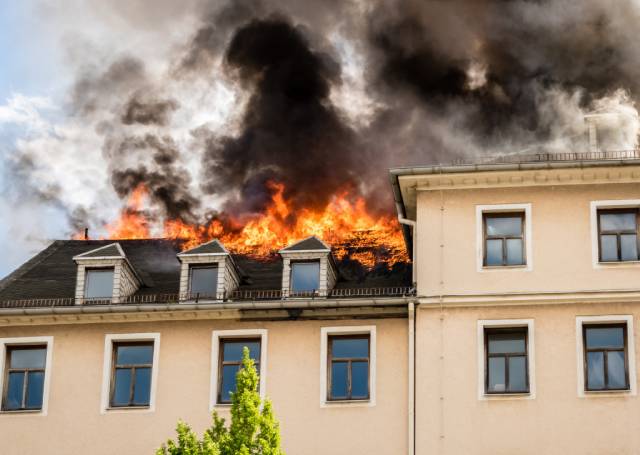 Fire damage to a house