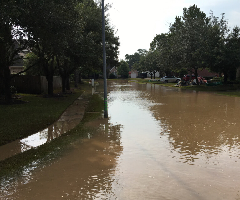 Flood damage to neighborhood.